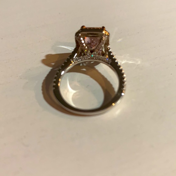 Luxurious Pink Sapphire Halo Radiant Cut Engagement Ring Maxine Sz 5 - Picture 7 of 16